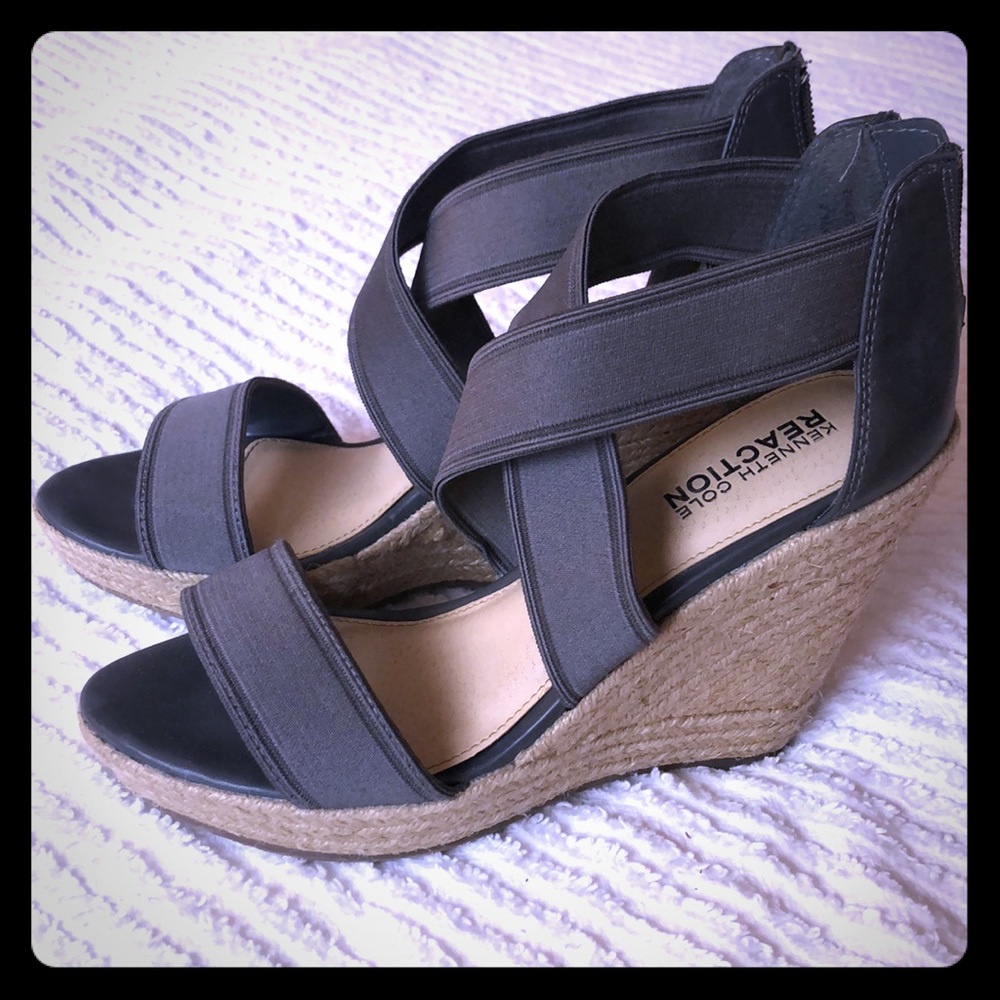 Kenneth Cole Reaction grey espadrilles wedges 7.5